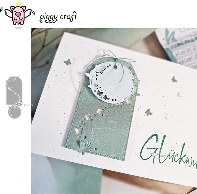 Piggy Craft Metall-Stanzform in Silber für Schmetterlingsetiketten und Bastelarbeiten - Bild 1