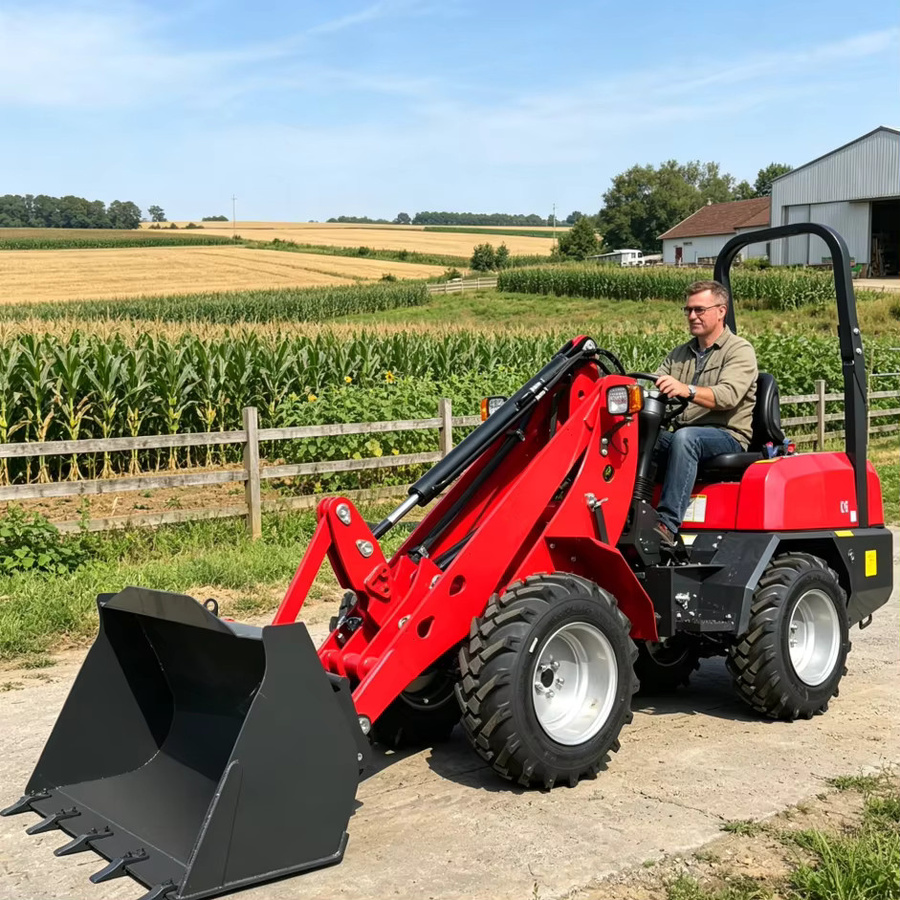 Skott Mini-Radlader in Rot mit CE EURO 5 Motor und 4x4 Knicklenker für Landwirtschaft und Bauwesen - Bild 2