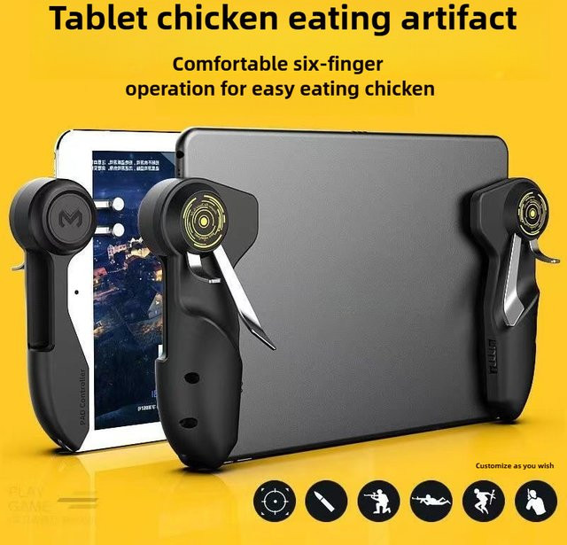 Memo AK-PAD6K 6 Finger Mobile Game Controller für iPad und Tablet in Schwarz mit Joystick und L1R1 Ziel-Shoot Funktion für Shooter-Spiele - Bild 1