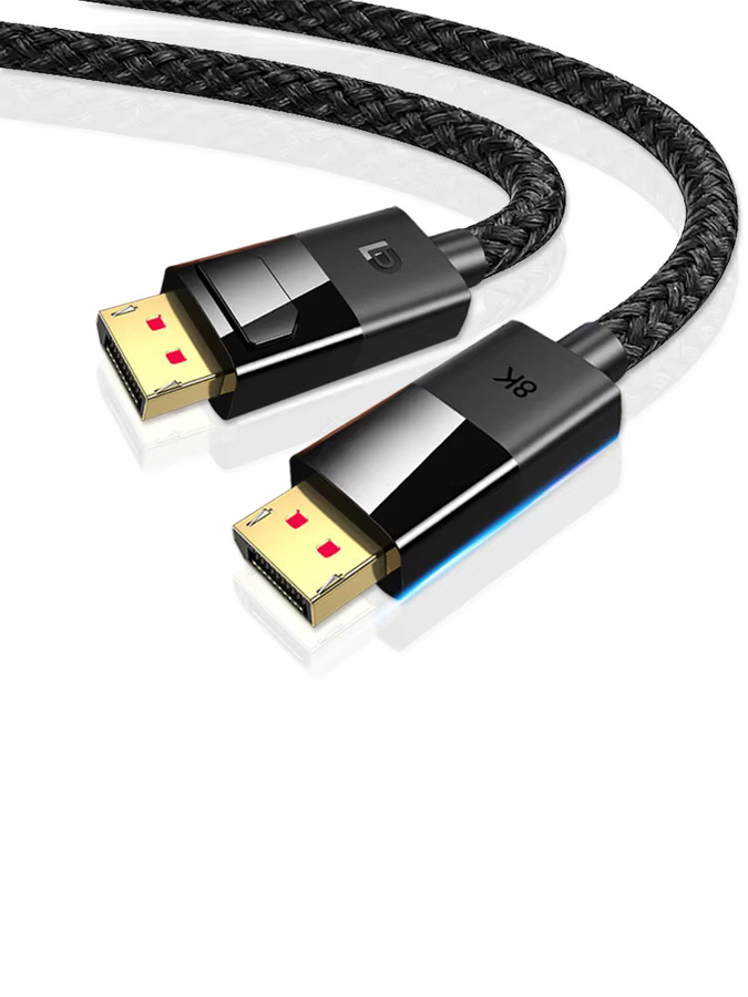 OUIO DisplayPort-Kabel DP 1.4 in Schwarz, 8K@60Hz und 4K@144Hz, geflochtenes Hochgeschwindigkeits-Kabel für Monitor und Laptop - Bild 5