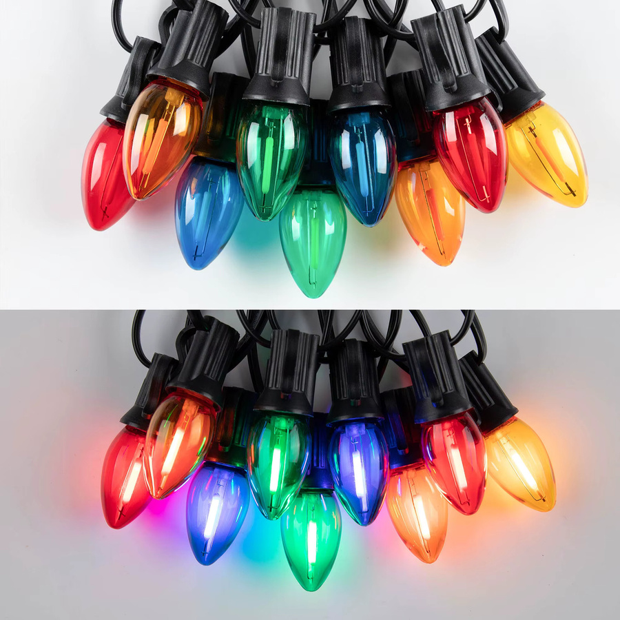 GANRILAND RGB LED Außen-Lichterkette in Mehrfarbig, bruchsichere C7-Girlande aus Kunststoff für die Gartendekoration - Bild 2