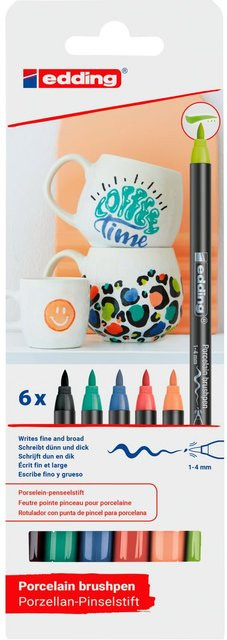 edding 4200 Porzellan-Brushpen Vivid Set, 6er-Set, Multicolor - Bild 1