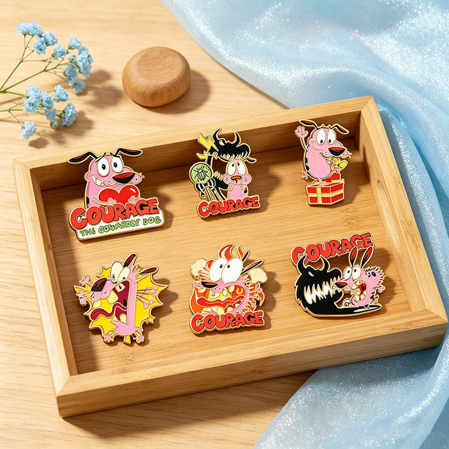 Bandai 6er-Set Emaille-Pins, Rosa Hund, Kinder, Bunt - Bild 1