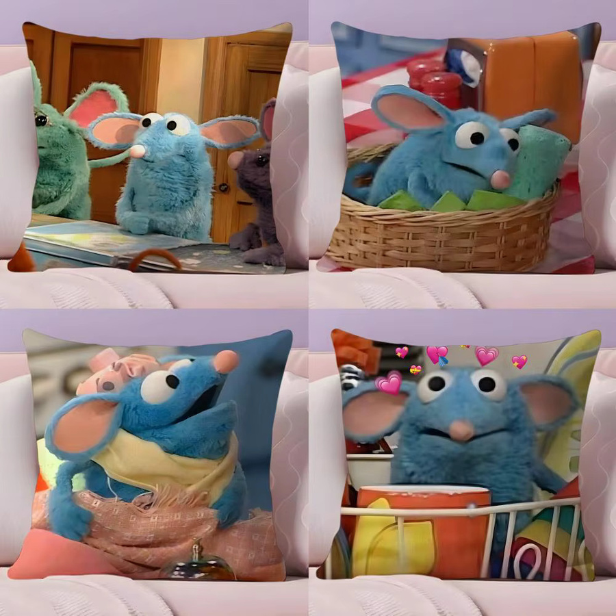 T-Tutter Cute House Meme Kissenbezug aus Plüsch in Blau und Schwarz, quadratisch, 30 x 30 cm - Bild 2