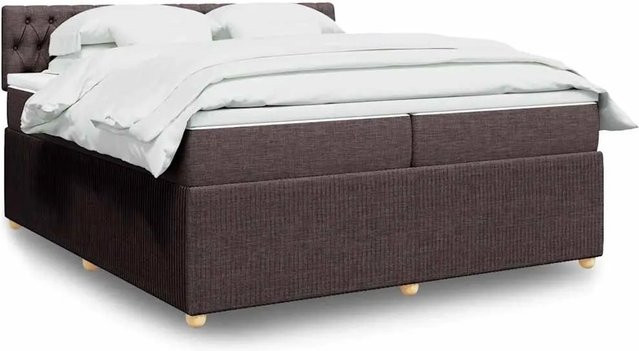 vidaXL Boxspringbett mit Matratze Dunkelbraun B/T: 200 x 200 cm mit USB-Anschluss und Unterbettbeleuchtung - Bild 1