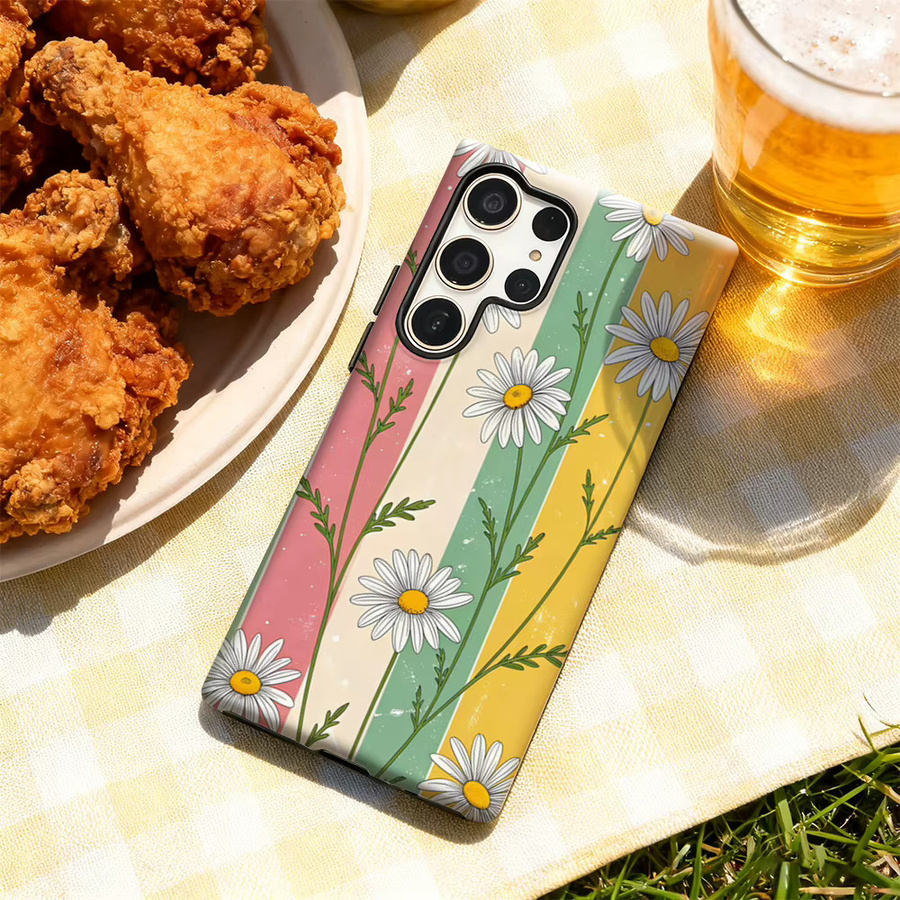 Daisy Stripes Handyhülle für Samsung Galaxy S25 Ultra, S24 und S23 Ultra Plus mit glänzender doppellagiger Rückseite in Multicolour - Bild 3