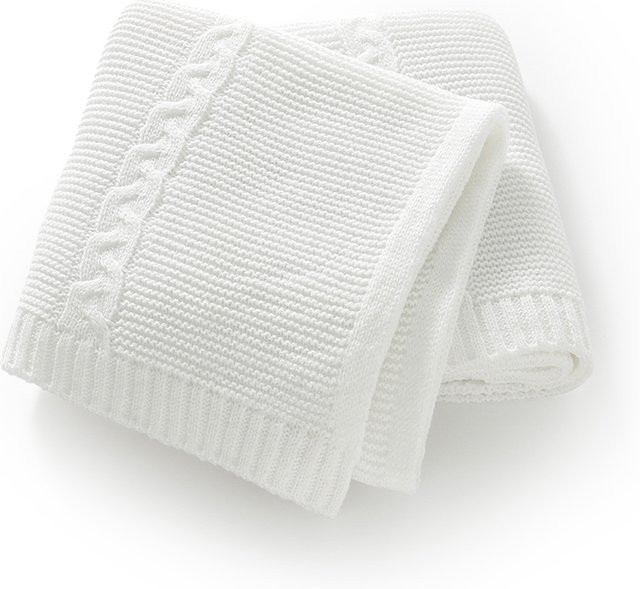 Mimixiong Strickdecke für Babys und Neugeborene in Weiß, B/B/B: 90 x 70 cm - Bild 1