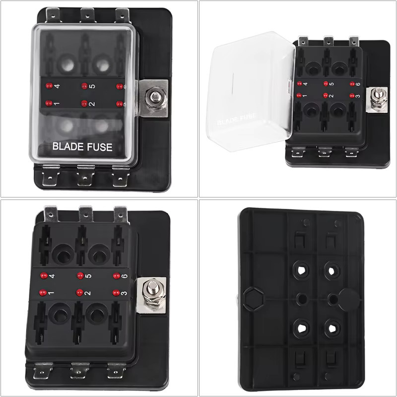 Universal 6-Wege Sicherungsblock für Standard Blade Sicherungen 12V in Schwarz für Auto und Marine - Bild 2