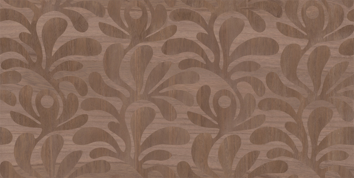 Moooi for Arte Wallpaper Woodblock Beetle Fern in Braun mit Holzfurnier und Vlies-Struktur - Bild 1