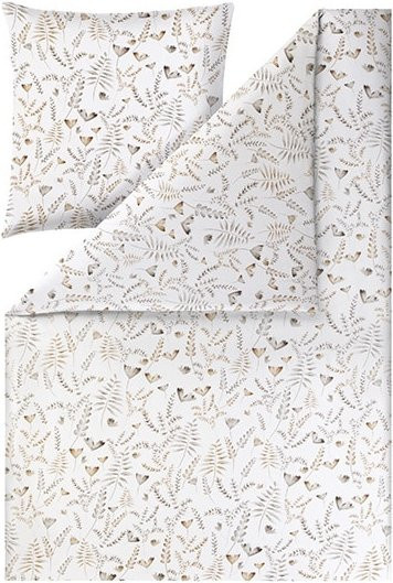 Estella Bio Mako-Satin Bettwäsche Alexandra in Kiesel Grau Sand mit Gräser-Design B/H: 155 x 220 cm - Bild 1