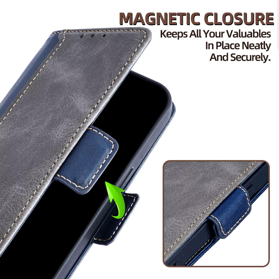 Business Leder Flip Case für Xiaomi POCO X7 Pro in Blau mit Kartenfächern und Magnetverschluss - Bild 5