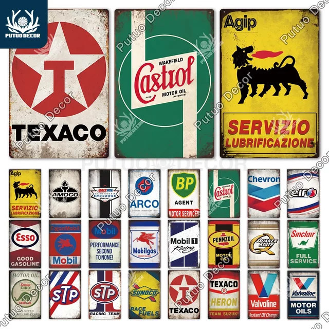 Putuo Dekor Vintage Zinn Schild Metall Wanddekoration für Garage und Tankstelle Multicolor B: 30,0 cm, H: 20,0 cm, T: 20,0 cm - Bild 1