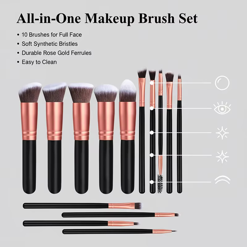16-teiliges Make-up-Pinsel-Set für Damen, Glänzend - Bild 2