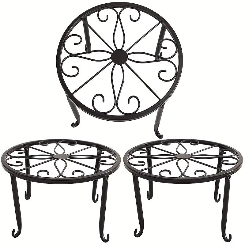 2er-Set robuste Pflanzenständer aus rostfreiem Eisen für Garten und Innenbereich in Schwarz und Weiß - Bild 3