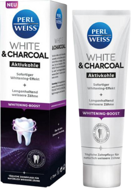 Perlweiss White & Charcoal Aktivkohle Zahncreme, 75 ml - Bild 1