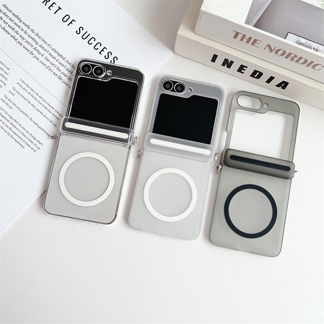 Magnetische Klapp-Schutzhülle für Samsung Galaxy Z Flip 7FE, Z Flip 6, Z Fold 7, Z Fold 6, Z Fold 5 in Transparent Matt mit stoßfestem Hard Cover - Bild 1