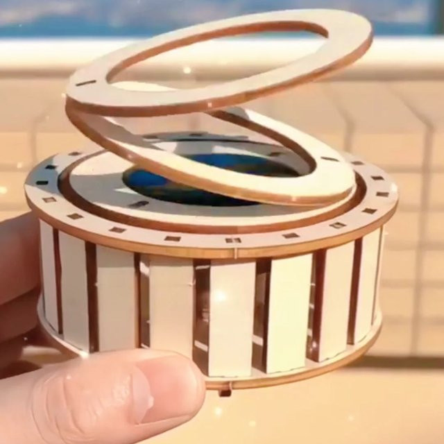 soulbao Solarbetriebenes Doppelring-Rotationsspielzeug, Holz, STEM Wissenschaftsexperiment - Bild 1