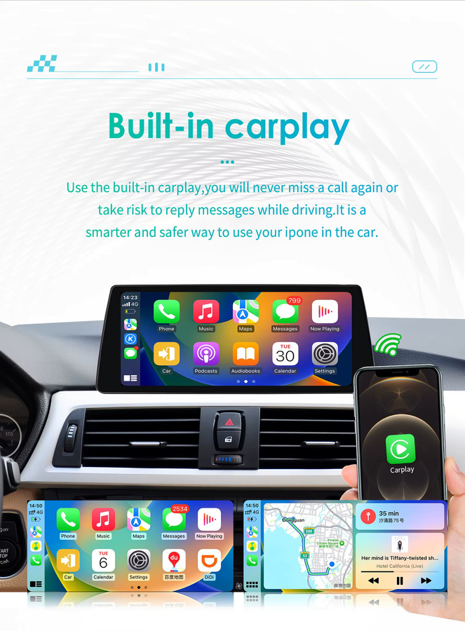 OSSURET 10,25 Zoll 2-DIN Android Autoradio für BMW 3er F30 F31 NBT (2013-2017) mit GPS, Bluetooth, Wireless Carplay und Android Auto in Schwarz - Bild 3