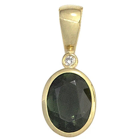 Colfem Anhänger 585 Gelbgold, Turmalin grün, Diamant - Bild 1
