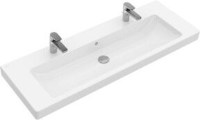 V&B Möbelwaschtisch Subway 2.0 in Weiß mit 2 Hahnlöchern und Überlauf, B: 130 cm, T: 47 cm - Bild 1