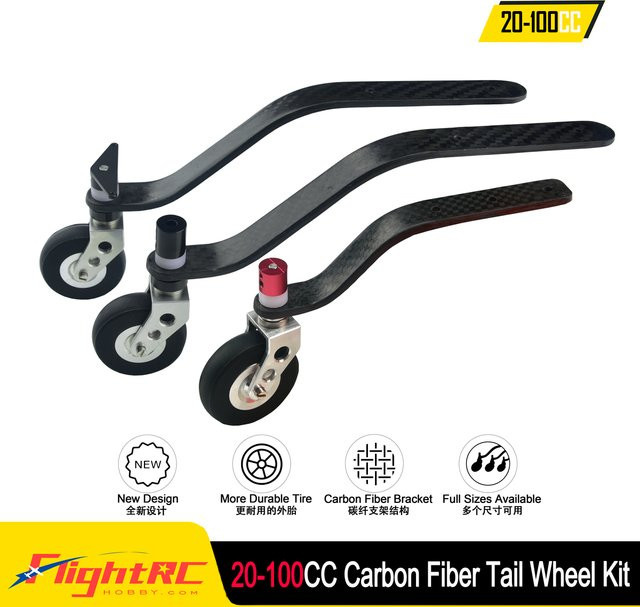 FlightRC Hobby Carbon Faser Schwanz Rad Fahrwerk Set Kit, Schwarz - Bild 1