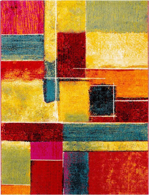 Teppich Horizon mehrfarbig mit abstraktem Rechteckmuster, B/T: 150 x 80 cm - Bild 1