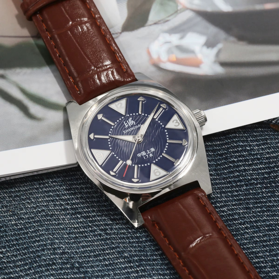 HEIMDALLR Analoguhr, Handaufzug, Edelstahl, 36 mm, Herren, Blau - Bild 3