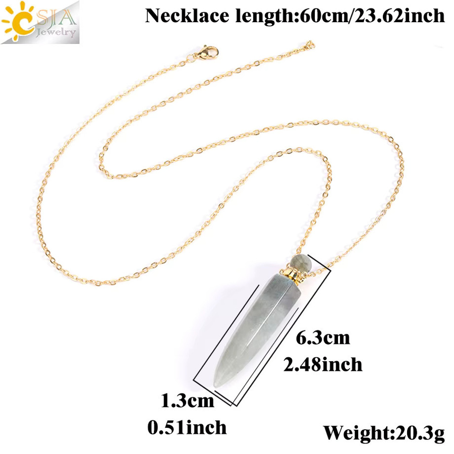Csja Halskette, Kristall, Naturstein, sechseckiger Kegel Anhänger, Damen, Gold - Bild 2