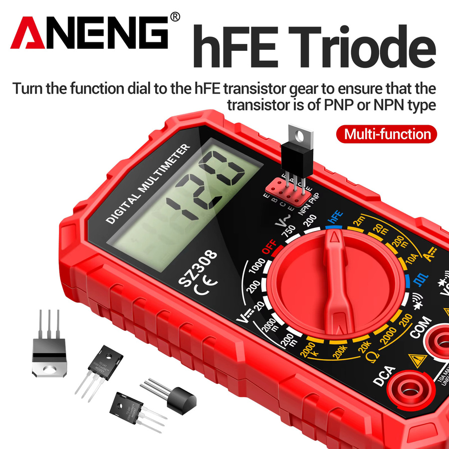 ANENG SZ308 Digitales Multimeter mit 1999 Anzeige für 750V AC und 1000V DC zur Schaltkreis-Reparatur und Prüfung von Trioden sowie Dioden - Bild 3