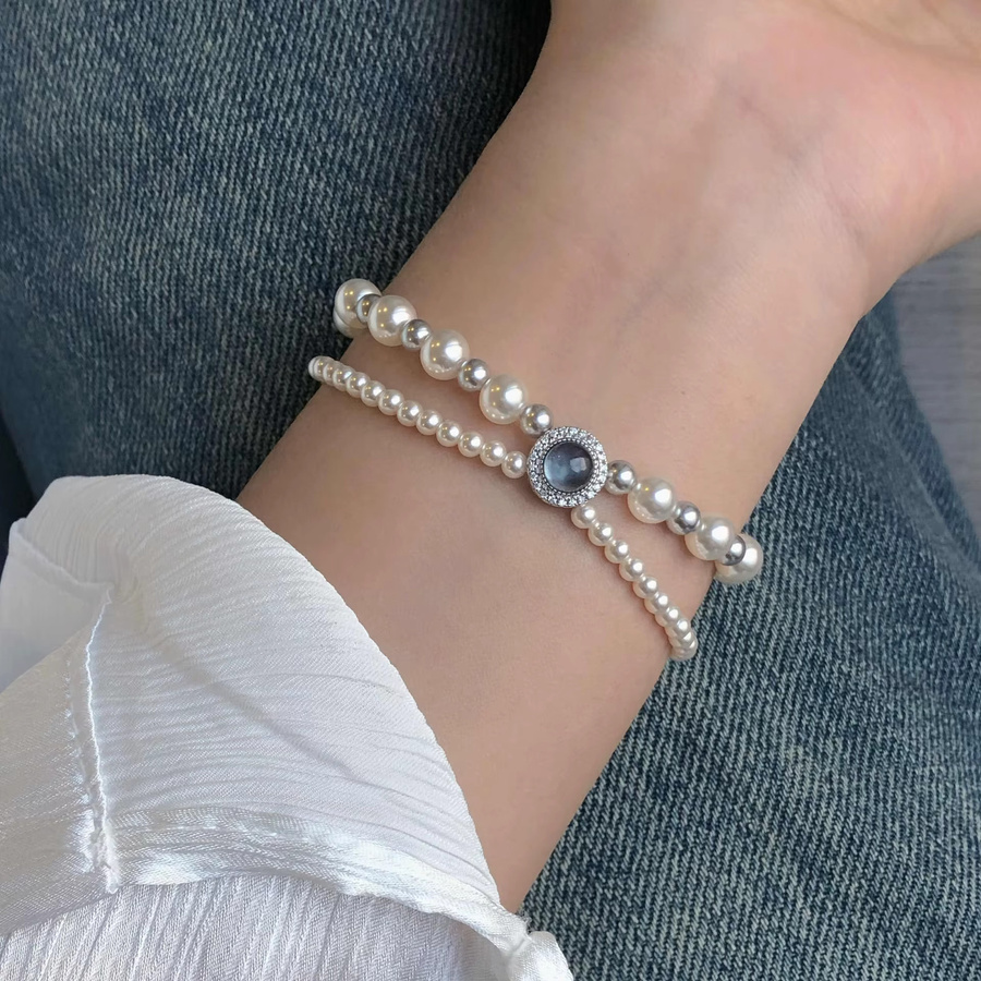 PANJBJ Armband, 925 Silber, Perlen, blau, Kristall, Damen - Bild 3