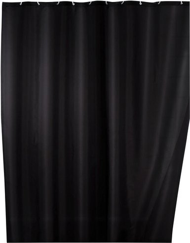 Wenko Anti-Schimmel Duschvorhang aus Polyester, Schwarz, B: 200 cm, H: 180 cm - Bild 2