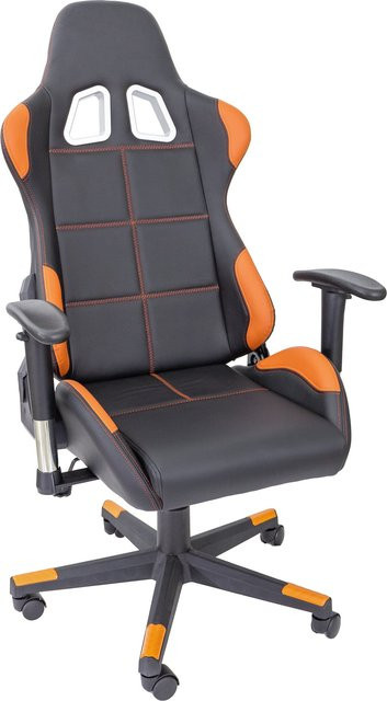 TPFLiving Premium XL-Gaming Stuhl Fire Racing in Orange/Schwarz/Rot aus Kunstleder, belastbar bis 150kg - Bild 1