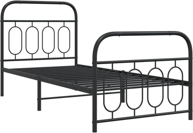 vidaXL Bettgestell aus Metall mit Kopf- und Fußteil in Schwarz, B/T/H: 90 x 200 x 100 cm - Bild 1