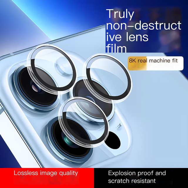 Aruiser Metall Objektivschutz Glas für iPhone 11 12 13 14 15 Pro Max Mini transparent - Bild 1