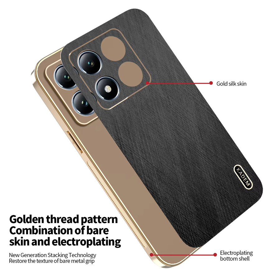 Stoßfeste Luxus-Schutzhülle für Xiaomi POCO X7 Pro Redmi Note 14 15 15C aus PU-Leder in Gold und Grün - Bild 3