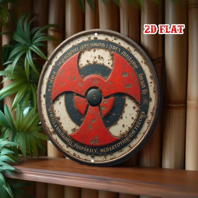 HELLOYOUNG Rundes Vintage-Warnsymbol aus Aluminium in Rot als Wanddekor für Zuhause und Garage, Durchmesser: 20 cm - Bild 1