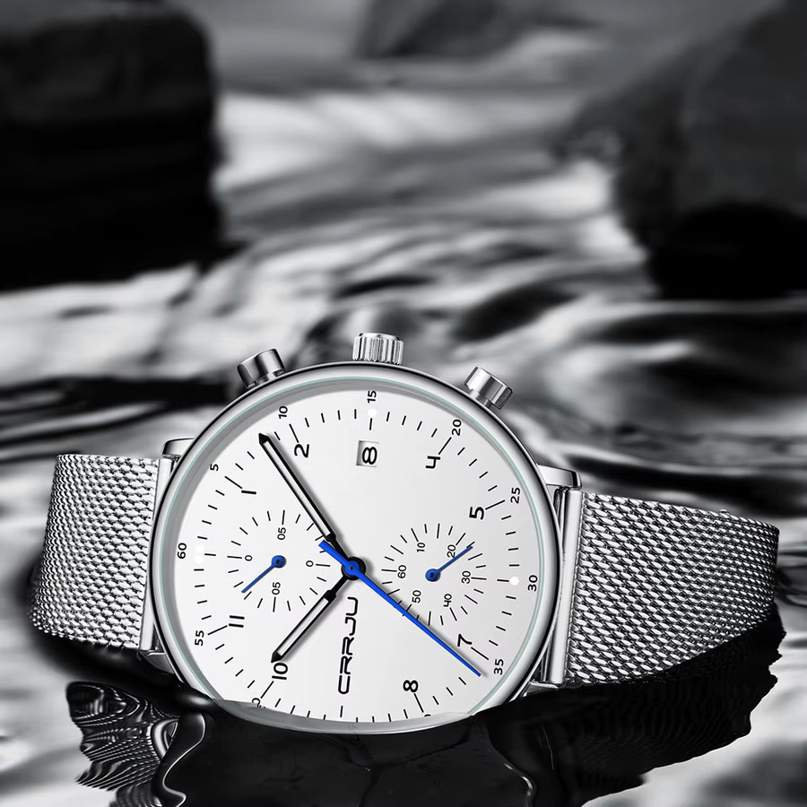 CRRJU Armbanduhr Edelstahl, Quarz, Datum, Herren - Bild 3