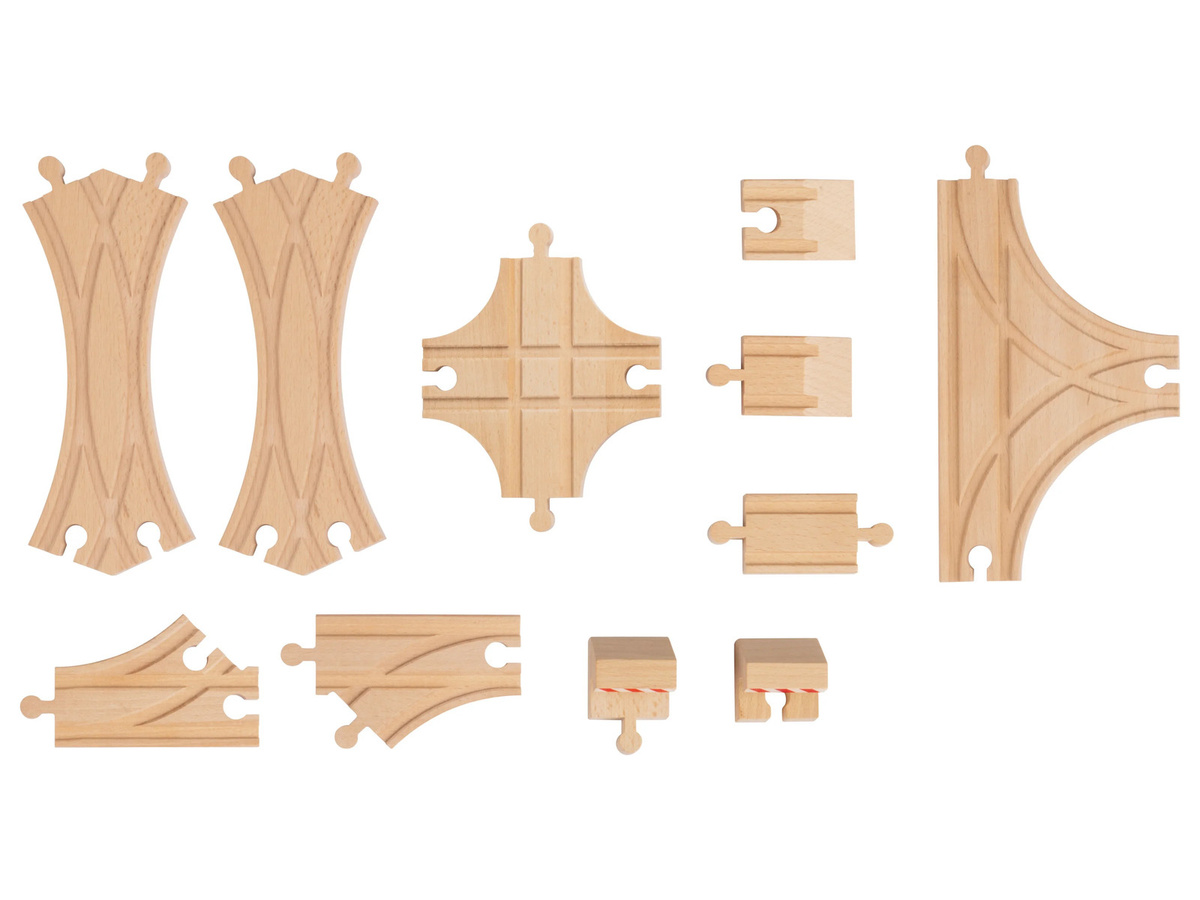 LUPILU Holz-Eisenbahn Schienen-Set und Weichen-Set aus Buchenholz - Bild 1