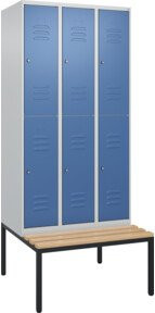 C+P Doppelstock-Spind Classic PLUS Sitzbank mit 3 Abteilen und Buche-Hartholz Sitzfläche, B/T/H: 212,0 x 90,0 x 81,5 cm - Bild 1