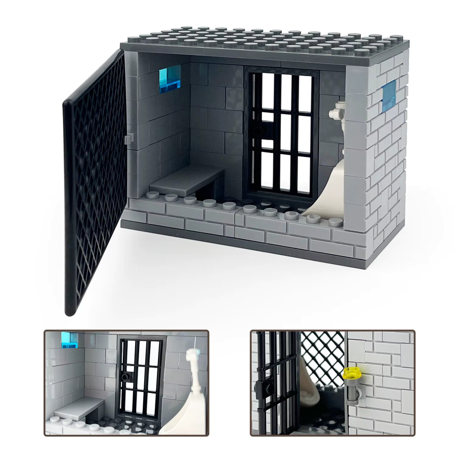 BRICKPANDA Klassisches Gefängnisgebäude-Modell, Polizei, Baustein-Set - Bild 1