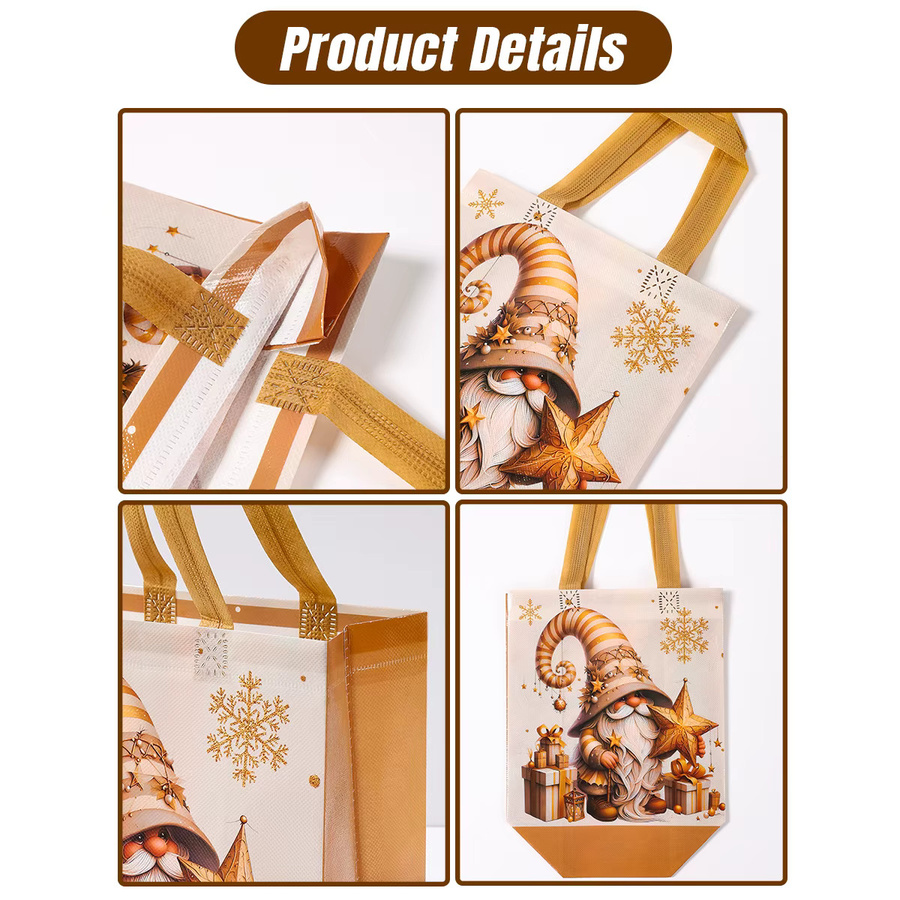 PATIMATE 4er Set Weihnachtsgeschenk-Verpackungsbeutel aus Vlies mit Zwergen-Motiv in Multicolour - Bild 2