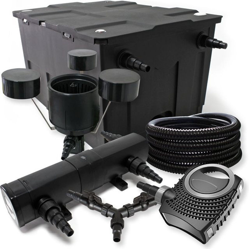 Sunsun Teichfilter-Komplettset in Schwarz aus Kunststoff mit CBF-550 Filteranlage, CTF-8000 Pumpe, CUV-218 Teichklärer, CSP-250 Skimmer, 25m Teichschlauch und Y-Verteiler - Bild 1