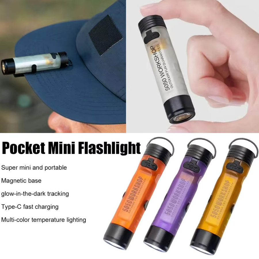 Gopeak LED Taschen-Mini-Taschenlampe als Schlüsselanhänger in Orange mit Magnet und Akku - Bild 6