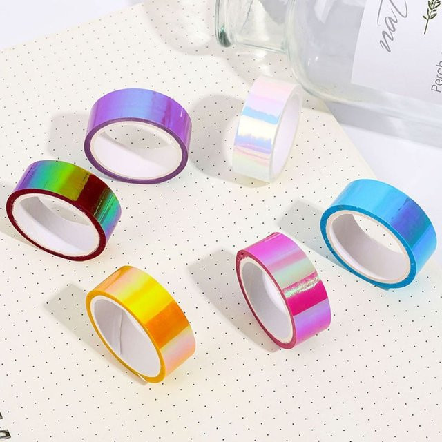 Holografisches Gold Washi Tape aus Metall, wasserfest und reißfest, Farbe: Gold/Multicolor - Bild 1