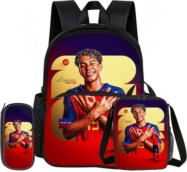 Fancy Style Studio Schultaschen-Set L-Lamin Yamal in Multicolour mit Rucksack, Brotdose und Federmäppchen - Bild 1