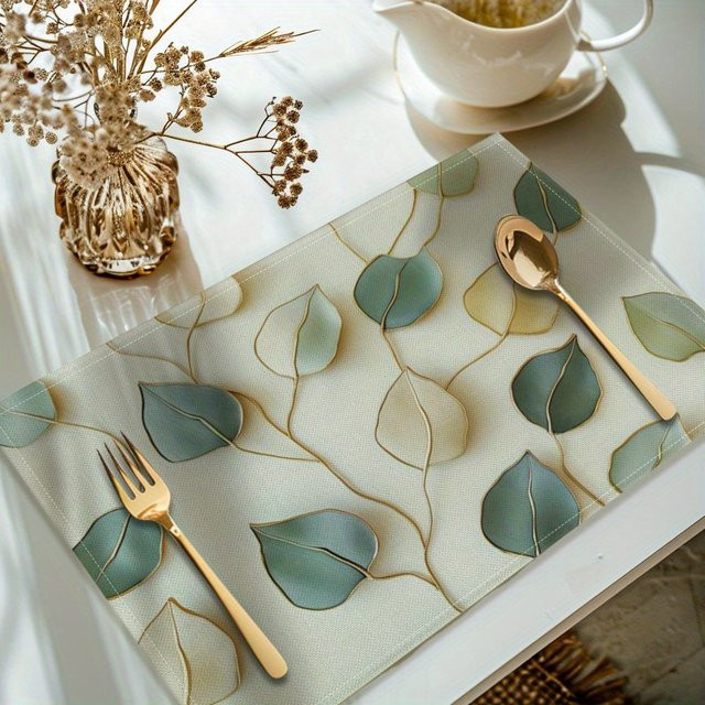 Suige Home Tischsets aus gewebtem Polyester mit Blattdruck in Multicolour, rechteckig und maschinenwaschbar - Bild 1