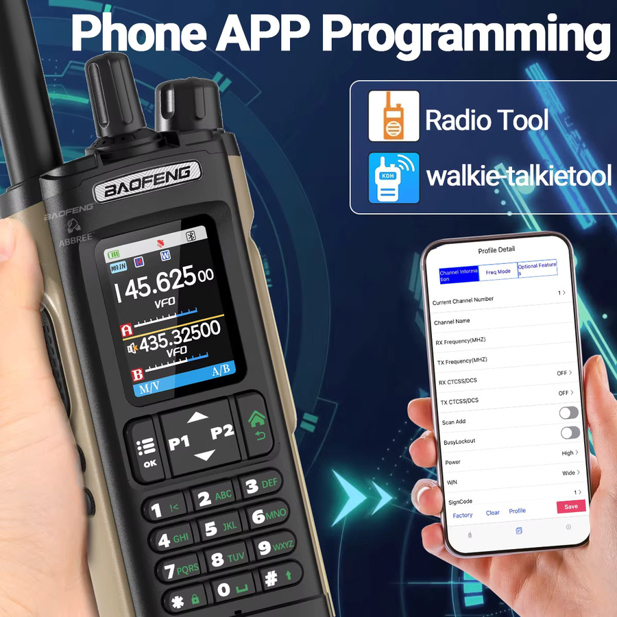 Baofeng UV-32 GPS Walkie Talkie mit Bluetooth und 1000 Kanälen in Schwarz - Bild 3