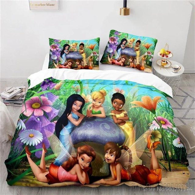 Tinker Bell Feen Bettwäsche-Set mit 3D-Druck für Kinder, mehrfarbig, B/H: 200 x 200 cm - Bild 1