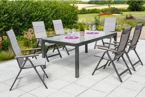 Merxx Gartenmöbelset Trivero in Braun mit 7-teiliger Ausstattung, Tisch aus Aluminium und Sicherheitsglas, ausziehbar, Breite: 200 bis 300 cm, Tiefe: 110 cm - Bild 1