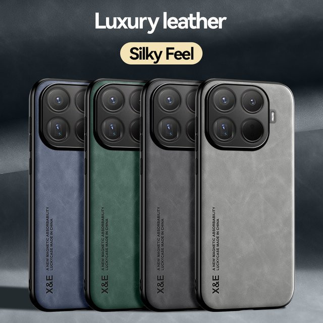 Luxuriöse Business-Handyhülle aus Leder mit Magnetverschluss für Xiaomi 17T 15T Pro POCO M8 X8 Pro Max F8 Ultra in Grau - Bild 1